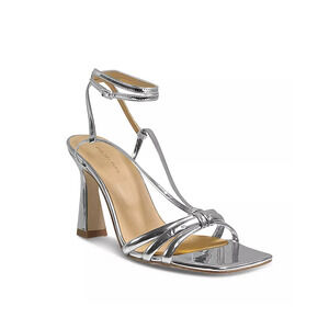 Chelsea Paris Women Remy Ankle Strap High Heel Sandals Silver Size 37EU